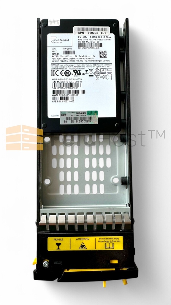P9L84B HPE 3PAR 8000 7.68TB SAS SFF (2.5IN) FIPS Encrypted SSD - 1