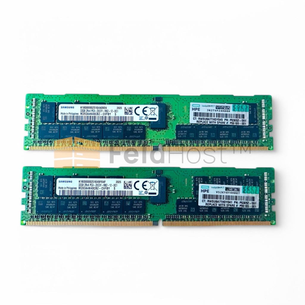 [P00924-B21] HPE 32 GB 2Rx4 PC4-2933Y-R DDR4 RDIMM Smart Memory kit P06189-001 M393A4K40CB2-CVF
