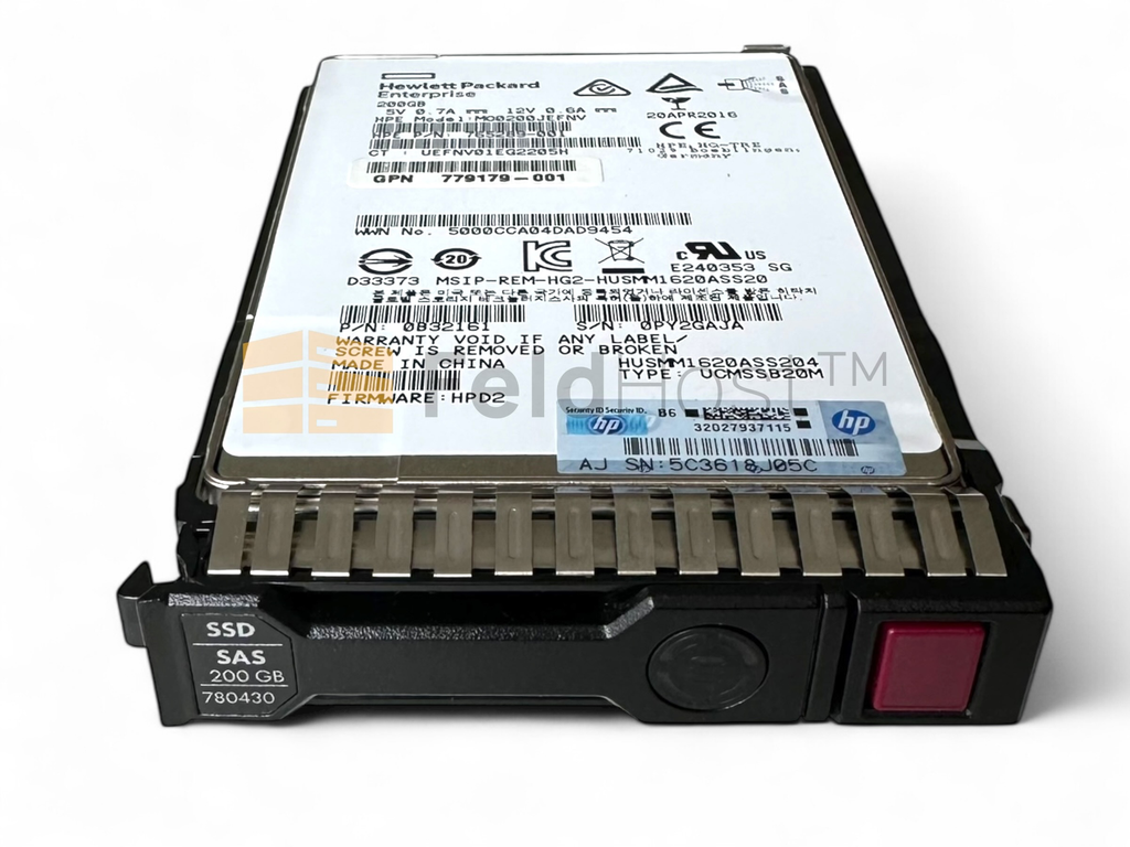 [779164-B21] HPE 779164-B21 - HPE 200GB SAS 12G Write Intensive SFF SSD for G8-G10 Servers