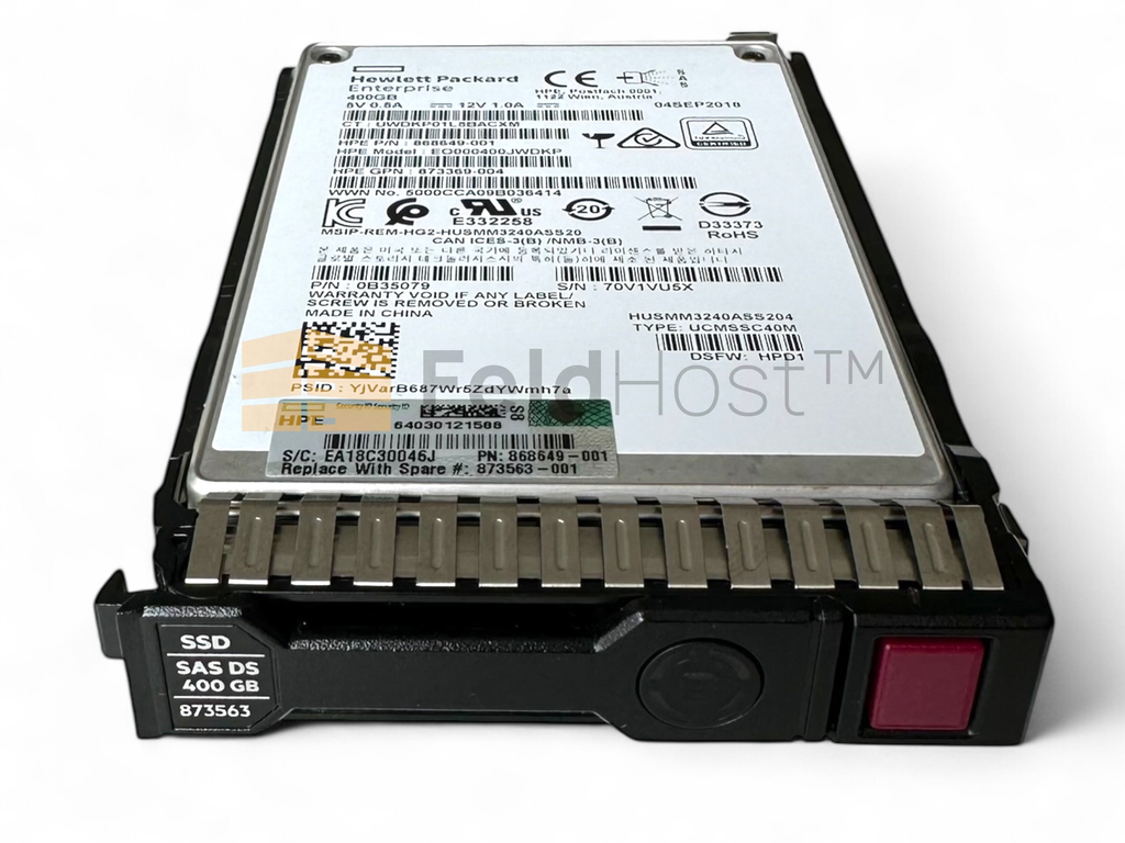 [873352-B21] HPE 873352-B21 - HPE 400GB SAS 12G Write Intensive SFF SC SSD for G8-G10 Servers