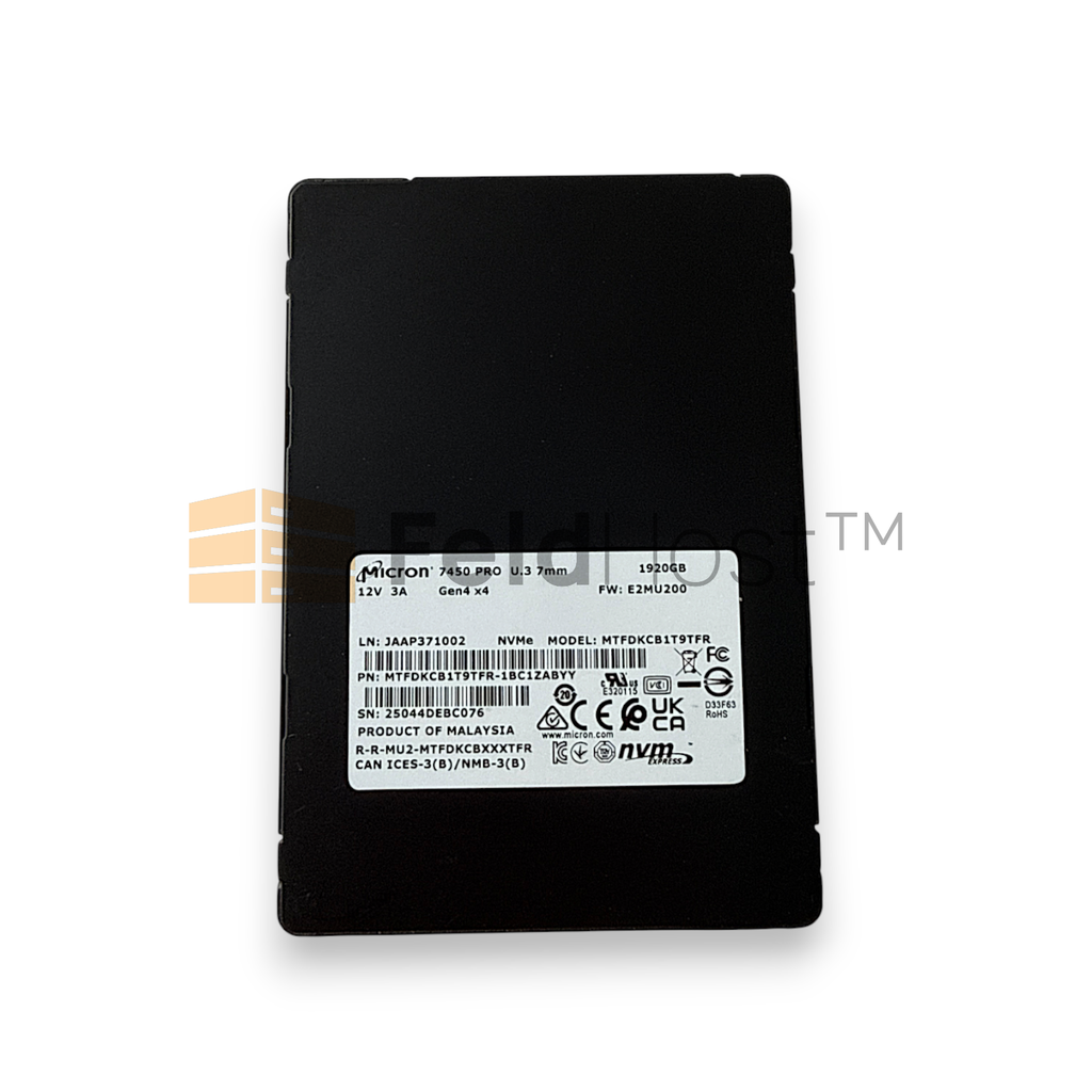 Micron 7450 PRO 1.92TB PCIe 4.0 x4 U.3 15mm 6800/2700 MBps 3D TLC NAND - MTFDKCC1T9TFR-1BC1ZABYY