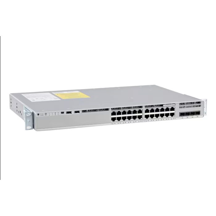 Cisco C9200L-24P-4G-E Switch, 24× 10/100/1000 RJ-45, 4× 1G SFP, PoE+ (802.3af/at), PoE Budget 370W, 1× 600W, managed
