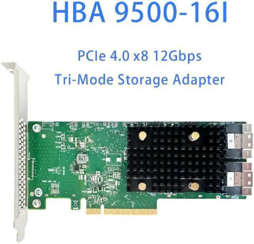 [9500-16i] Broadcom LSI HBA Tri-Mode 9500-16I 16x SAS/SATA/PCIe (NVMe), (2x SFF-8654) - 05-50134-00